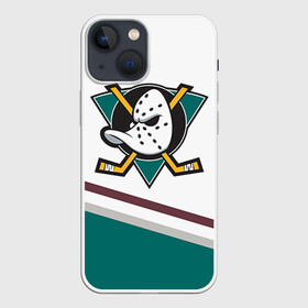 Чехол для iPhone 13 mini с принтом Anaheim Ducks Selanne в Тюмени,  |  | Тематика изображения на принте: anaheim ducks selanne | nhl | спорт | хоккей