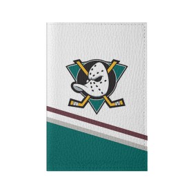 Обложка для паспорта матовая кожа с принтом Anaheim Ducks Selanne в Тюмени, натуральная матовая кожа | размер 19,3 х 13,7 см; прозрачные пластиковые крепления | Тематика изображения на принте: anaheim ducks selanne | nhl | спорт | хоккей