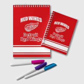 Блокнот с принтом Detroit red wings в Тюмени, 100% бумага | 48 листов, плотность листов — 60 г/м2, плотность картонной обложки — 250 г/м2. Листы скреплены удобной пружинной спиралью. Цвет линий — светло-серый
 | detroit red wings | nhl | спорт | хоккей