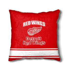 Подушка 3D с принтом Detroit red wings в Тюмени, наволочка – 100% полиэстер, наполнитель – холлофайбер (легкий наполнитель, не вызывает аллергию). | состоит из подушки и наволочки. Наволочка на молнии, легко снимается для стирки | detroit red wings | nhl | спорт | хоккей