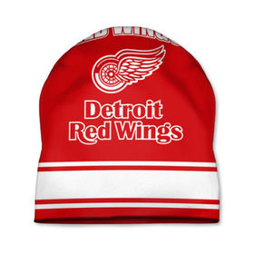 Шапка 3D с принтом Detroit red wings в Тюмени, 100% полиэстер | универсальный размер, печать по всей поверхности изделия | detroit red wings | nhl | спорт | хоккей