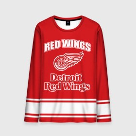 Мужской лонгслив 3D с принтом Detroit red wings в Тюмени, 100% полиэстер | длинные рукава, круглый вырез горловины, полуприлегающий силуэт | detroit red wings | nhl | спорт | хоккей