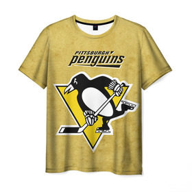 Мужская футболка 3D с принтом Pittsburgh Pinguins в Тюмени, 100% полиэфир | прямой крой, круглый вырез горловины, длина до линии бедер | nhl | pittsburgh pinguins | спорт | хоккей