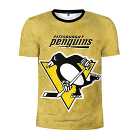 Мужская футболка 3D спортивная с принтом Pittsburgh Pinguins в Тюмени, 100% полиэстер с улучшенными характеристиками | приталенный силуэт, круглая горловина, широкие плечи, сужается к линии бедра | Тематика изображения на принте: nhl | pittsburgh pinguins | спорт | хоккей