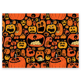 Поздравительная открытка с принтом Тыковки в Тюмени, 100% бумага | плотность бумаги 280 г/м2, матовая, на обратной стороне линовка и место для марки
 | Тематика изображения на принте: halloween | праздник | тыква | хэллоуин