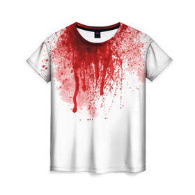 Женская футболка 3D с принтом Кровь в Тюмени, 100% полиэфир ( синтетическое хлопкоподобное полотно) | прямой крой, круглый вырез горловины, длина до линии бедер | halloween | без головы | кровь | праздник | тыква | хэллоуин