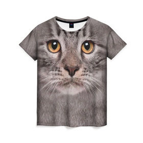 Женская футболка 3D с принтом Котик в Тюмени, 100% полиэфир ( синтетическое хлопкоподобное полотно) | прямой крой, круглый вырез горловины, длина до линии бедер | животное | киса | кот | котик | кошка