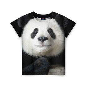 Детская футболка 3D с принтом Панда в Тюмени, 100% гипоаллергенный полиэфир | прямой крой, круглый вырез горловины, длина до линии бедер, чуть спущенное плечо, ткань немного тянется | Тематика изображения на принте: панда
