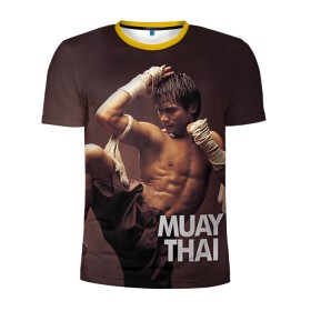 Мужская футболка 3D спортивная с принтом Муай тай в Тюмени, 100% полиэстер с улучшенными характеристиками | приталенный силуэт, круглая горловина, широкие плечи, сужается к линии бедра | Тематика изображения на принте: муай тай