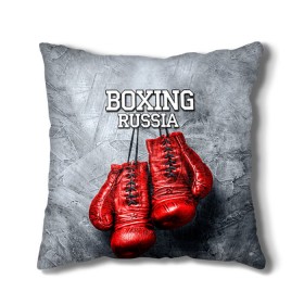 Подушка 3D с принтом Boxing в Тюмени, наволочка – 100% полиэстер, наполнитель – холлофайбер (легкий наполнитель, не вызывает аллергию). | состоит из подушки и наволочки. Наволочка на молнии, легко снимается для стирки | boxing | boxing russia | бокс | боксер | перчатки