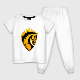 Детская пижама хлопок с принтом Конь символ в Тюмени, 100% хлопок |  брюки и футболка прямого кроя, без карманов, на брюках мягкая резинка на поясе и по низу штанин
 | цска