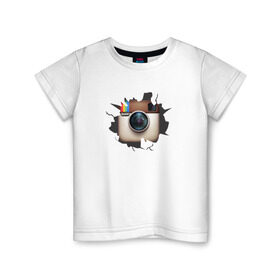 Детская футболка хлопок с принтом Instagram в Тюмени, 100% хлопок | круглый вырез горловины, полуприлегающий силуэт, длина до линии бедер | Тематика изображения на принте: инстаграм