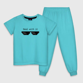 Детская пижама хлопок с принтом Очки Deal With It в Тюмени, 100% хлопок |  брюки и футболка прямого кроя, без карманов, на брюках мягкая резинка на поясе и по низу штанин
 | Тематика изображения на принте: 