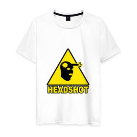 Мужская футболка хлопок с принтом Headshot CS:GO в Тюмени, 100% хлопок | прямой крой, круглый вырез горловины, длина до линии бедер, слегка спущенное плечо. | cs_go