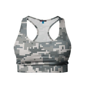 Женский спортивный топ 3D с принтом Камуфляж в Тюмени, 82% полиэстер, 18% спандекс Ткань безопасна для здоровья, позволяет коже дышать, не мнется и не растягивается |  | army | military | армейские | армия | камуфляж | комуфляж