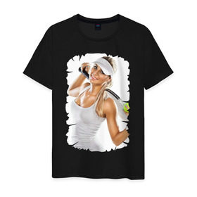 Мужская футболка хлопок с принтом Теннис в Тюмени, 100% хлопок | прямой крой, круглый вырез горловины, длина до линии бедер, слегка спущенное плечо. | Тематика изображения на принте: 