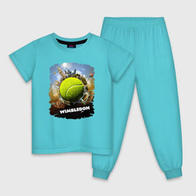 Детская пижама хлопок с принтом Уимблдон (Wimbledon) в Тюмени, 100% хлопок |  брюки и футболка прямого кроя, без карманов, на брюках мягкая резинка на поясе и по низу штанин
 | wimbledon | англия | большой теннис | великобритания | теннисный мяч | уимблдон