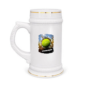 Кружка пивная с принтом Уимблдон (Wimbledon) в Тюмени,  керамика (Материал выдерживает высокую температуру, стоит избегать резкого перепада температур) |  объем 630 мл | wimbledon | англия | большой теннис | великобритания | теннисный мяч | уимблдон