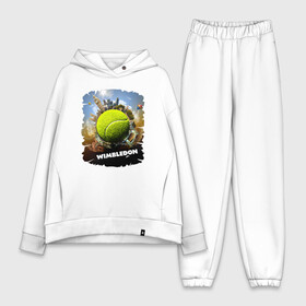 Женский костюм хлопок Oversize с принтом Уимблдон (Wimbledon) в Тюмени,  |  | wimbledon | англия | большой теннис | великобритания | теннисный мяч | уимблдон