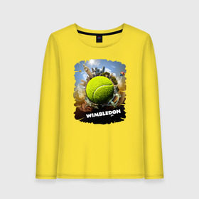 Женский лонгслив хлопок с принтом Уимблдон (Wimbledon) в Тюмени, 100% хлопок |  | wimbledon | англия | большой теннис | великобритания | теннисный мяч | уимблдон