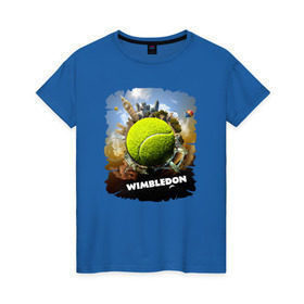 Женская футболка хлопок с принтом Уимблдон (Wimbledon) в Тюмени, 100% хлопок | прямой крой, круглый вырез горловины, длина до линии бедер, слегка спущенное плечо | wimbledon | англия | большой теннис | великобритания | теннисный мяч | уимблдон
