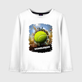 Детский лонгслив хлопок с принтом Уимблдон (Wimbledon) в Тюмени, 100% хлопок | круглый вырез горловины, полуприлегающий силуэт, длина до линии бедер | wimbledon | англия | большой теннис | великобритания | теннисный мяч | уимблдон