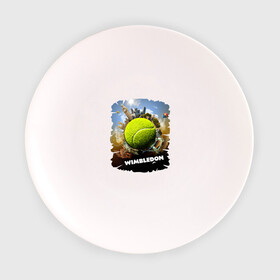Тарелка с принтом Уимблдон (Wimbledon) в Тюмени, фарфор | диаметр - 210 мм
диаметр для нанесения принта - 120 мм | Тематика изображения на принте: wimbledon | англия | большой теннис | великобритания | теннисный мяч | уимблдон