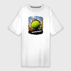 Платье-футболка хлопок с принтом Уимблдон (Wimbledon) в Тюмени,  |  | wimbledon | англия | большой теннис | великобритания | теннисный мяч | уимблдон
