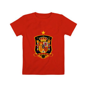 Детская футболка хлопок с принтом Сборная Испании в Тюмени, 100% хлопок | круглый вырез горловины, полуприлегающий силуэт, длина до линии бедер | spain | испания | сборная испании
футбол