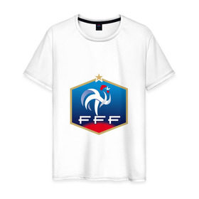 Мужская футболка хлопок с принтом Сборная Франции в Тюмени, 100% хлопок | прямой крой, круглый вырез горловины, длина до линии бедер, слегка спущенное плечо. | сборная франции
france | франция | футбол