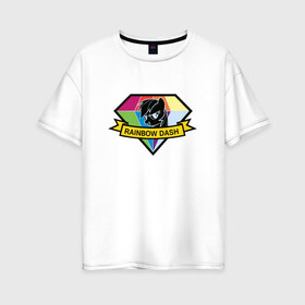 Женская футболка хлопок Oversize с принтом Rainbow Dash в Тюмени, 100% хлопок | свободный крой, круглый ворот, спущенный рукав, длина до линии бедер
 | my little pony | rainbow dash | красивая картинка с rainbow dash.радуга | пони