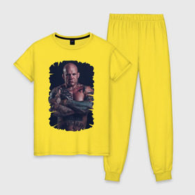 Женская пижама хлопок с принтом Jeff Monson (MMA) в Тюмени, 100% хлопок | брюки и футболка прямого кроя, без карманов, на брюках мягкая резинка на поясе и по низу штанин | ufc