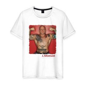 Мужская футболка хлопок с принтом Джефф Монсон в Тюмени, 100% хлопок | прямой крой, круглый вырез горловины, длина до линии бедер, слегка спущенное плечо. | Тематика изображения на принте: ufc