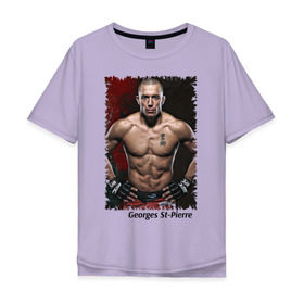 Мужская футболка хлопок Oversize с принтом Georges St-Pierre (MMA) в Тюмени, 100% хлопок | свободный крой, круглый ворот, “спинка” длиннее передней части | ufc