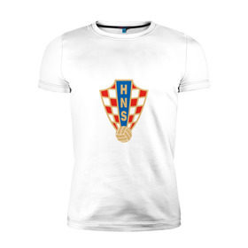 Мужская футболка премиум с принтом Сборная Хорватии в Тюмени, 92% хлопок, 8% лайкра | приталенный силуэт, круглый вырез ворота, длина до линии бедра, короткий рукав | сборная хорватиихорватия | футбол