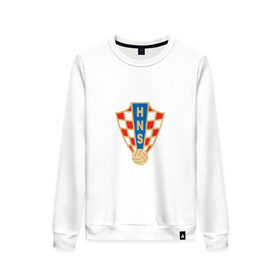 Женский свитшот хлопок с принтом Сборная Хорватии в Тюмени, 100% хлопок | прямой крой, круглый вырез, на манжетах и по низу широкая трикотажная резинка  | сборная хорватиихорватия | футбол