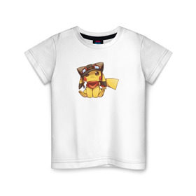 Детская футболка хлопок с принтом Пикачу в Тюмени, 100% хлопок | круглый вырез горловины, полуприлегающий силуэт, длина до линии бедер | pokemons | покемоны