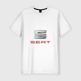 Мужская футболка премиум с принтом SEAT в Тюмени, 92% хлопок, 8% лайкра | приталенный силуэт, круглый вырез ворота, длина до линии бедра, короткий рукав | Тематика изображения на принте: 