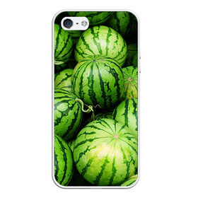 Чехол для iPhone 5/5S матовый с принтом Арбузы в Тюмени, Силикон | Область печати: задняя сторона чехла, без боковых панелей | арбуз | еда | фрукт | ягода