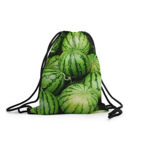 Рюкзак-мешок 3D с принтом Арбузы в Тюмени, 100% полиэстер | плотность ткани — 200 г/м2, размер — 35 х 45 см; лямки — толстые шнурки, застежка на шнуровке, без карманов и подкладки | арбуз | еда | фрукт | ягода