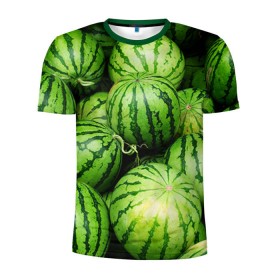 Мужская футболка 3D спортивная с принтом Арбузы в Тюмени, 100% полиэстер с улучшенными характеристиками | приталенный силуэт, круглая горловина, широкие плечи, сужается к линии бедра | Тематика изображения на принте: арбуз | еда | фрукт | ягода