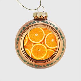 Стеклянный ёлочный шар с принтом Апельсин в Тюмени, Стекло | Диаметр: 80 мм | апельсин | еда | лимон | фрукт