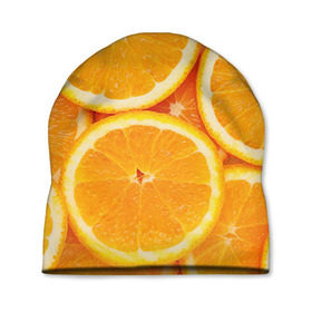 Шапка 3D с принтом Апельсин в Тюмени, 100% полиэстер | универсальный размер, печать по всей поверхности изделия | Тематика изображения на принте: апельсин | еда | лимон | фрукт