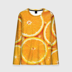 Мужской лонгслив 3D с принтом Апельсин в Тюмени, 100% полиэстер | длинные рукава, круглый вырез горловины, полуприлегающий силуэт | Тематика изображения на принте: апельсин | еда | лимон | фрукт