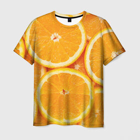 Мужская футболка 3D с принтом Апельсин в Тюмени, 100% полиэфир | прямой крой, круглый вырез горловины, длина до линии бедер | Тематика изображения на принте: апельсин | еда | лимон | фрукт