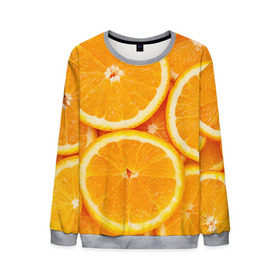 Мужской свитшот 3D с принтом Апельсин в Тюмени, 100% полиэстер с мягким внутренним слоем | круглый вырез горловины, мягкая резинка на манжетах и поясе, свободная посадка по фигуре | апельсин | еда | лимон | фрукт