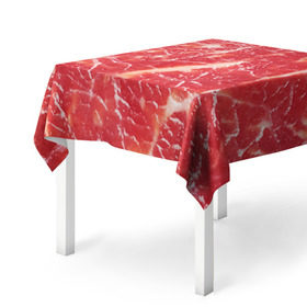 Скатерть 3D с принтом Мясо в Тюмени, 100% полиэстер (ткань не мнется и не растягивается) | Размер: 150*150 см | Тематика изображения на принте: бекон | еда | мясо