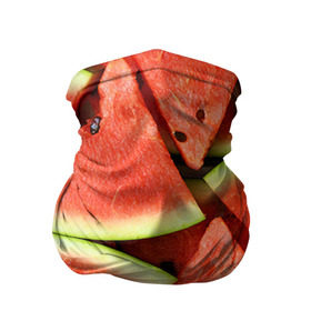 Бандана-труба 3D с принтом Дольки арбуза в Тюмени, 100% полиэстер, ткань с особыми свойствами — Activecool | плотность 150‒180 г/м2; хорошо тянется, но сохраняет форму | Тематика изображения на принте: арбуз | дольки арбуза | еда | фрукт | ягода