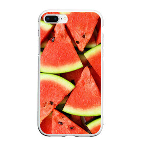 Чехол для iPhone 7Plus/8 Plus матовый с принтом Дольки арбуза в Тюмени, Силикон | Область печати: задняя сторона чехла, без боковых панелей | арбуз | дольки арбуза | еда | фрукт | ягода