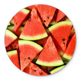 Коврик круглый с принтом Дольки арбуза в Тюмени, резина и полиэстер | круглая форма, изображение наносится на всю лицевую часть | арбуз | дольки арбуза | еда | фрукт | ягода